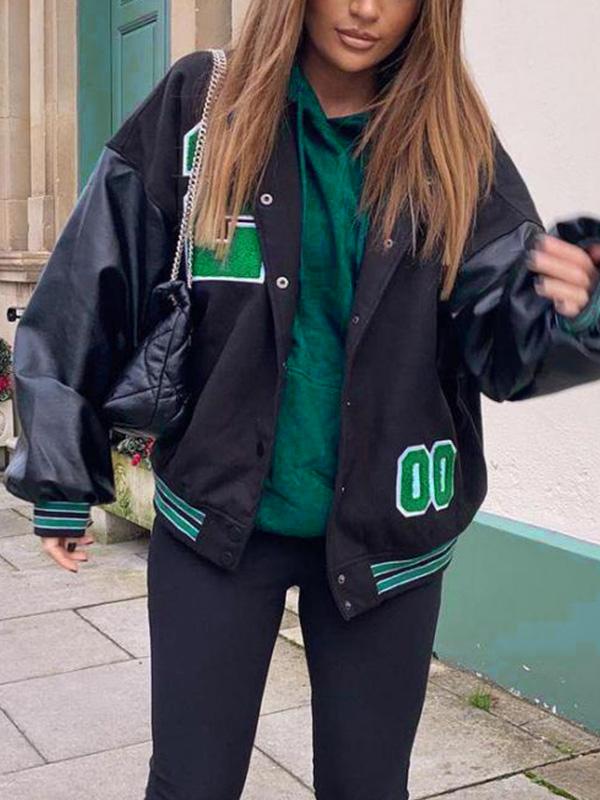 Oversized Logo Varsity Jacket Product Image