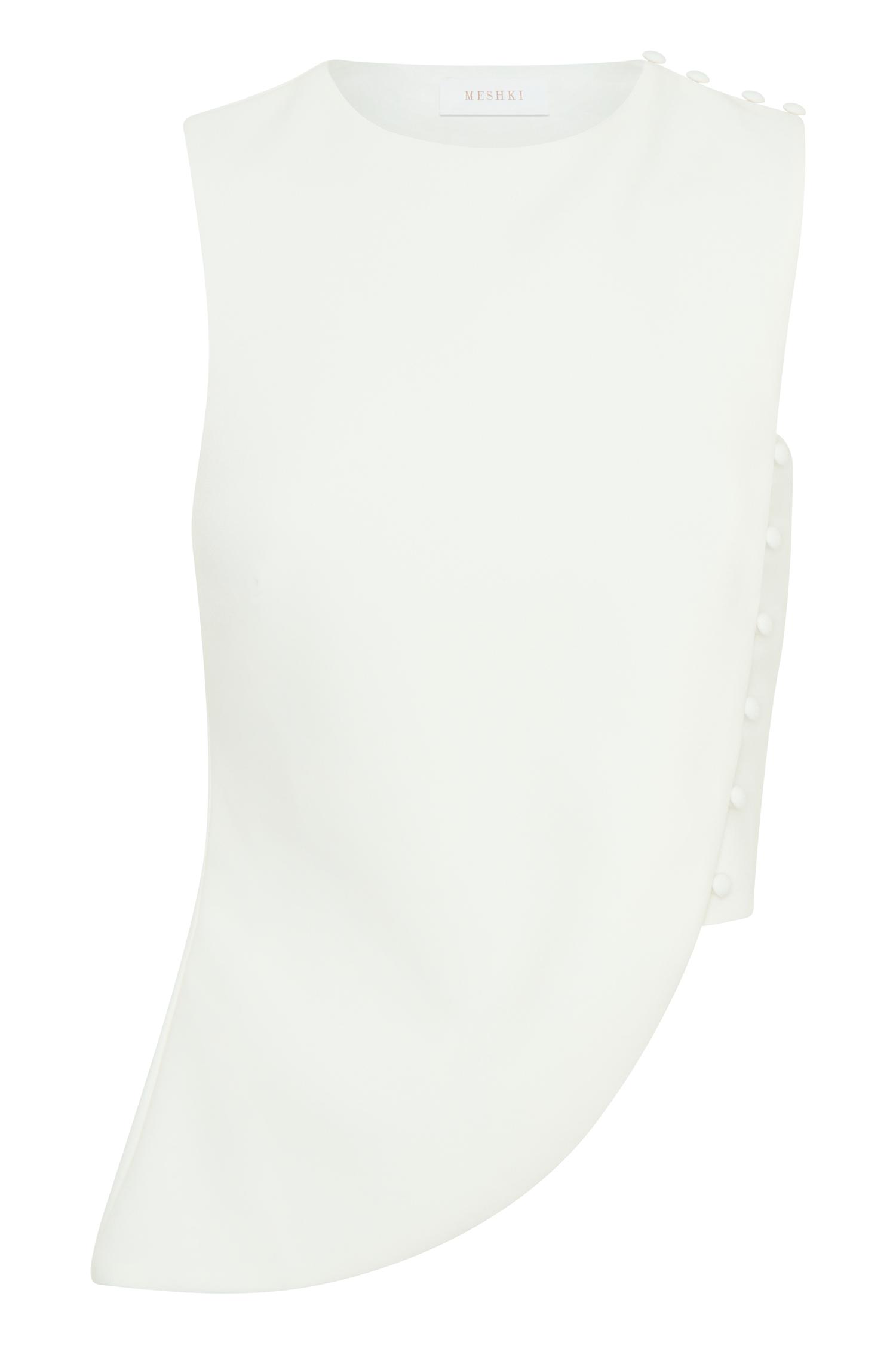 Astrid Asymmetric Sleeveless Suiting Top - White Product Image