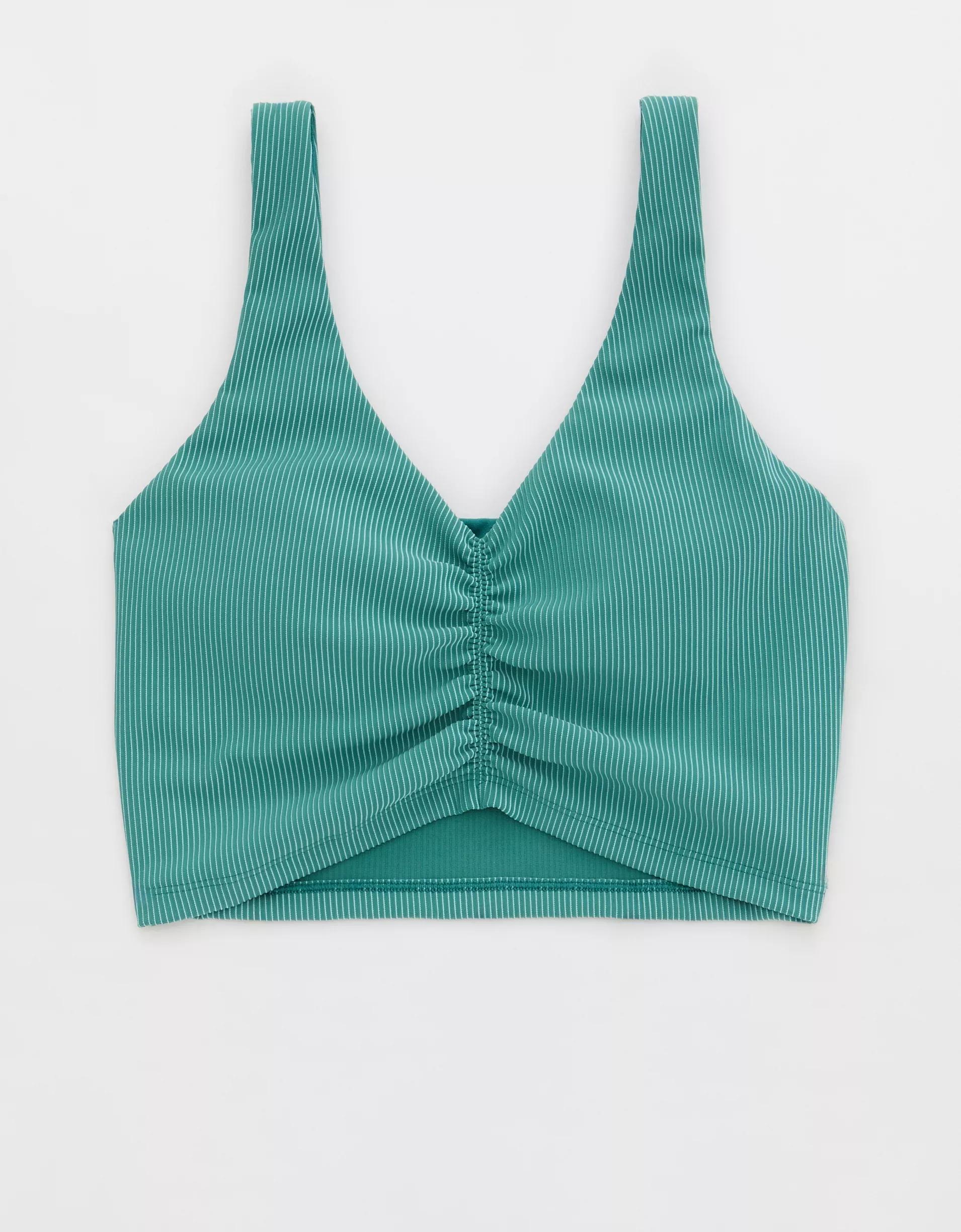 OFFLINE By Aerie Stripe Rib Ruched Low Key Sports Bra Product Image