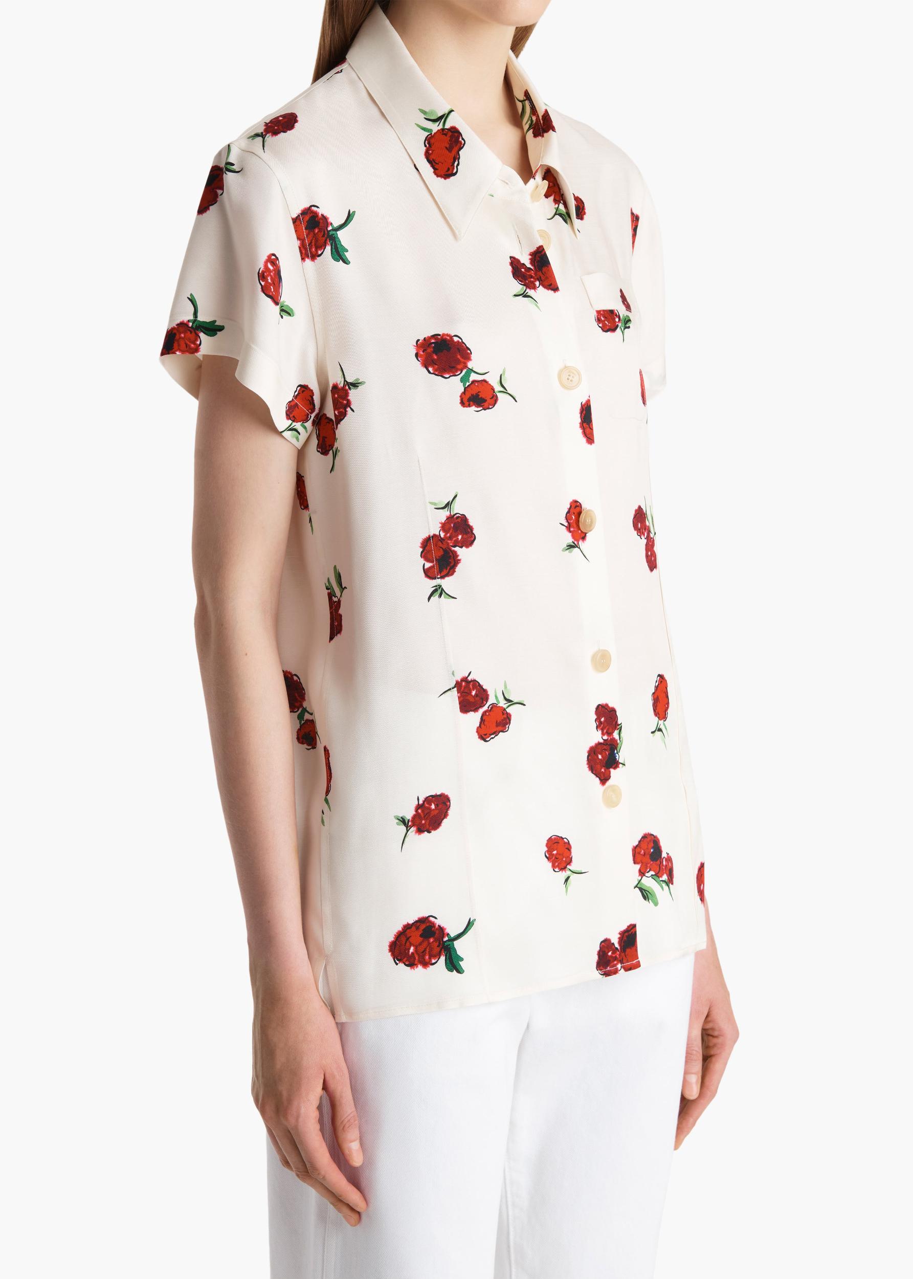 Keefe Top in Cream with Raspberry Print Product Image