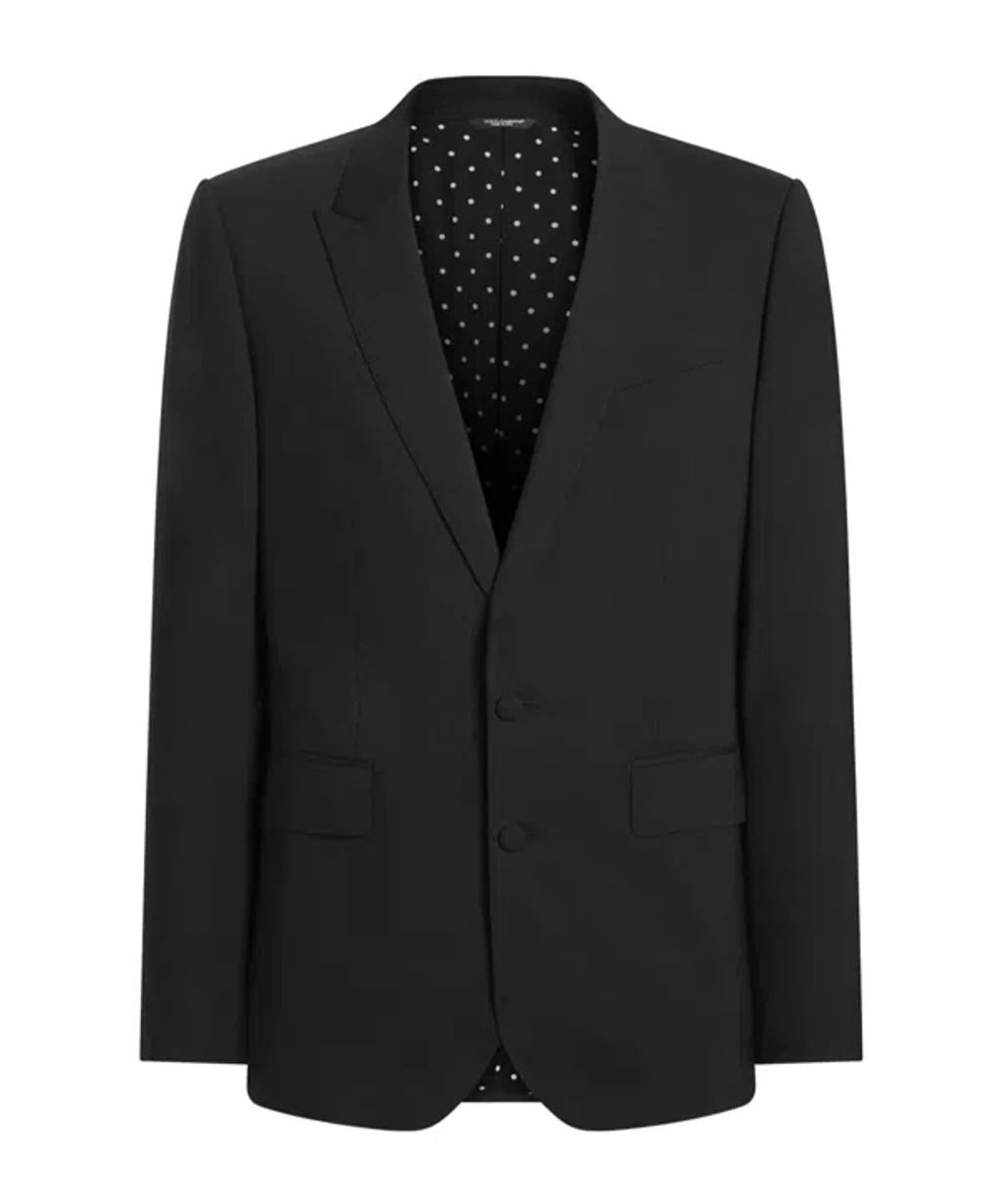 DOLCE & GABBANA Brown Single-breasted Jacket With Peak Revers In Wool Man In Green Product Image