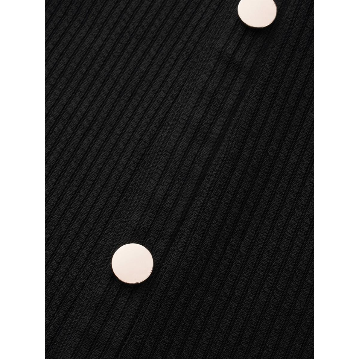 Plus Size Texture Patchwork Pleated Metal Detail Dress Black Women Elegant Texture Shirt collar Long Sleeve Curvy BloomChic 18-20/2X Product Image