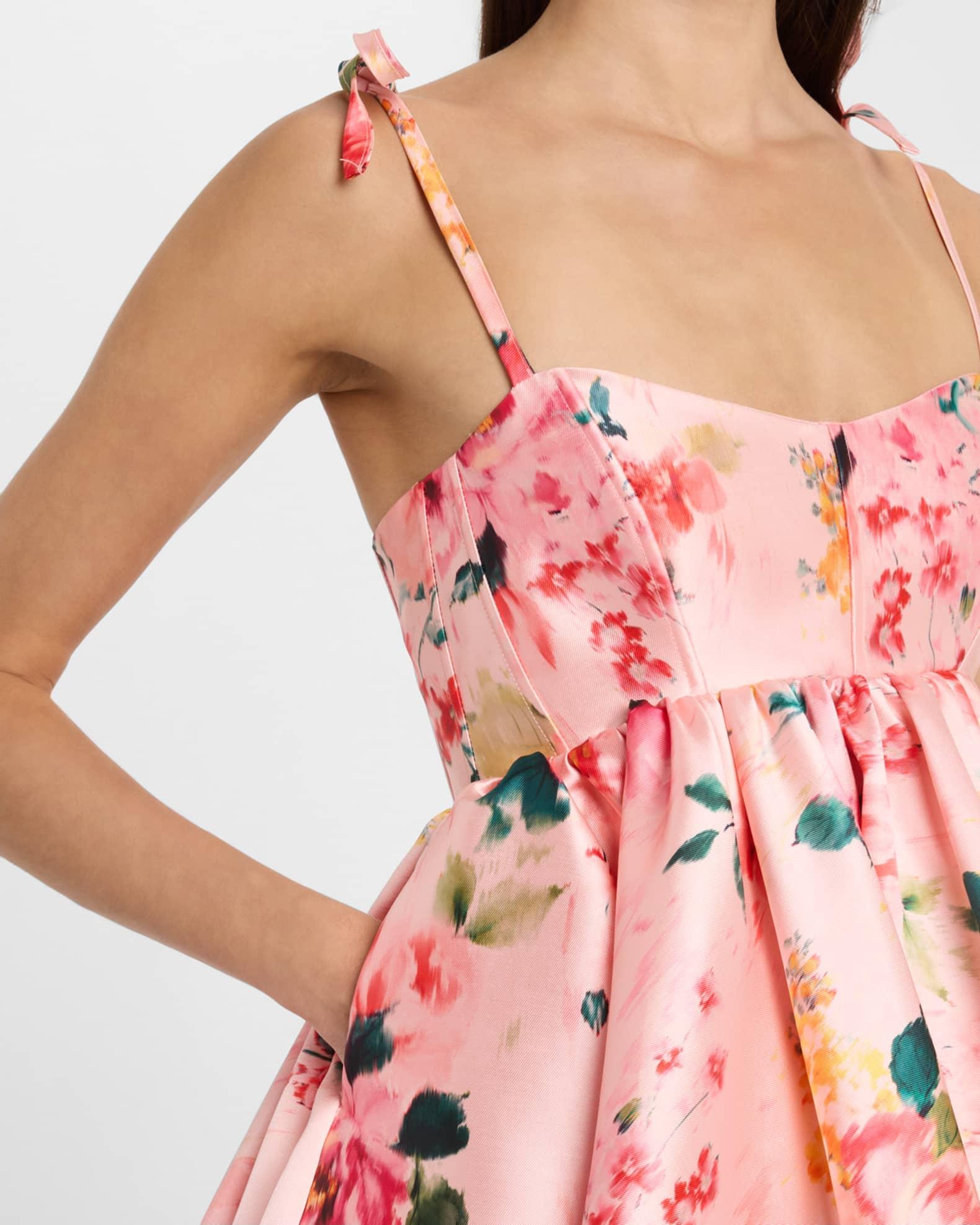 Floral Mikado Babydoll Dress with Pockets Product Image