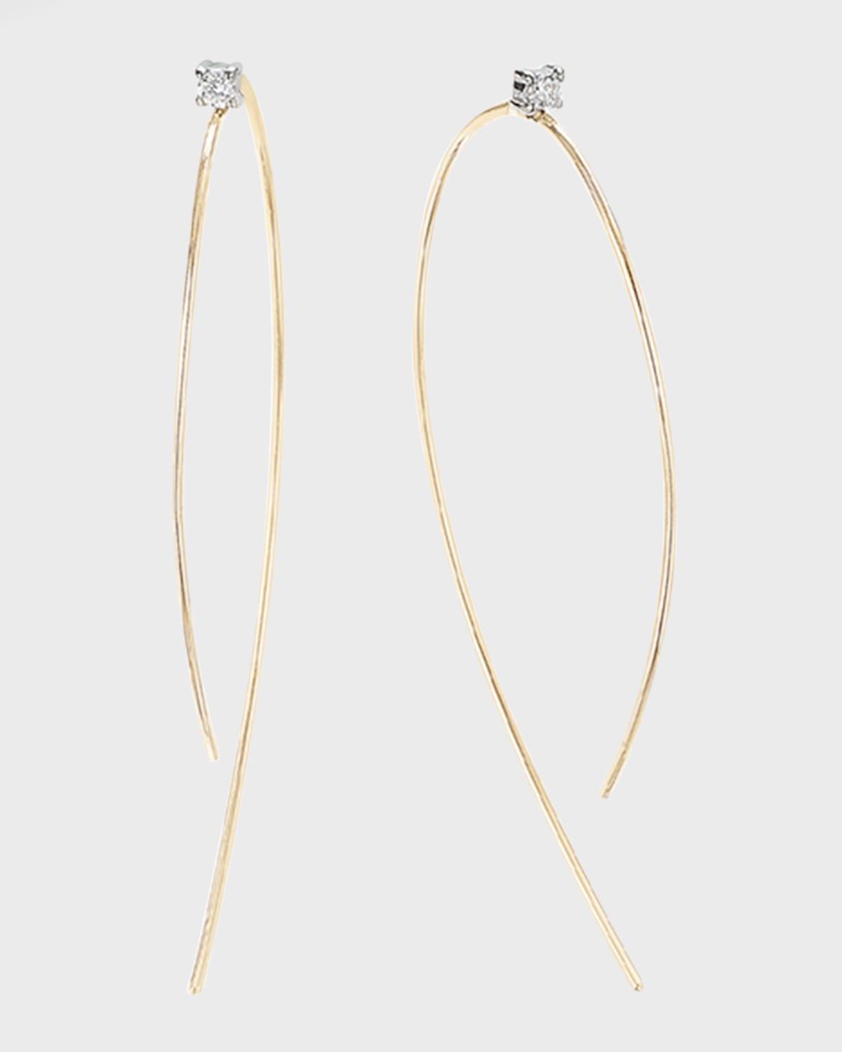 Womens Mini 14K Yellow Gold & 0.03 TCW Diamond Wire Hoops Product Image