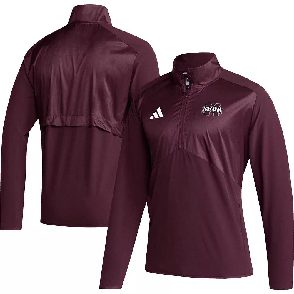 Men's adidas Maroon Mississippi State Bulldogs Sideline AEROREADY Raglan Sleeve Quarter-Zip Jacket, Size: Large, Mst Red Product Image