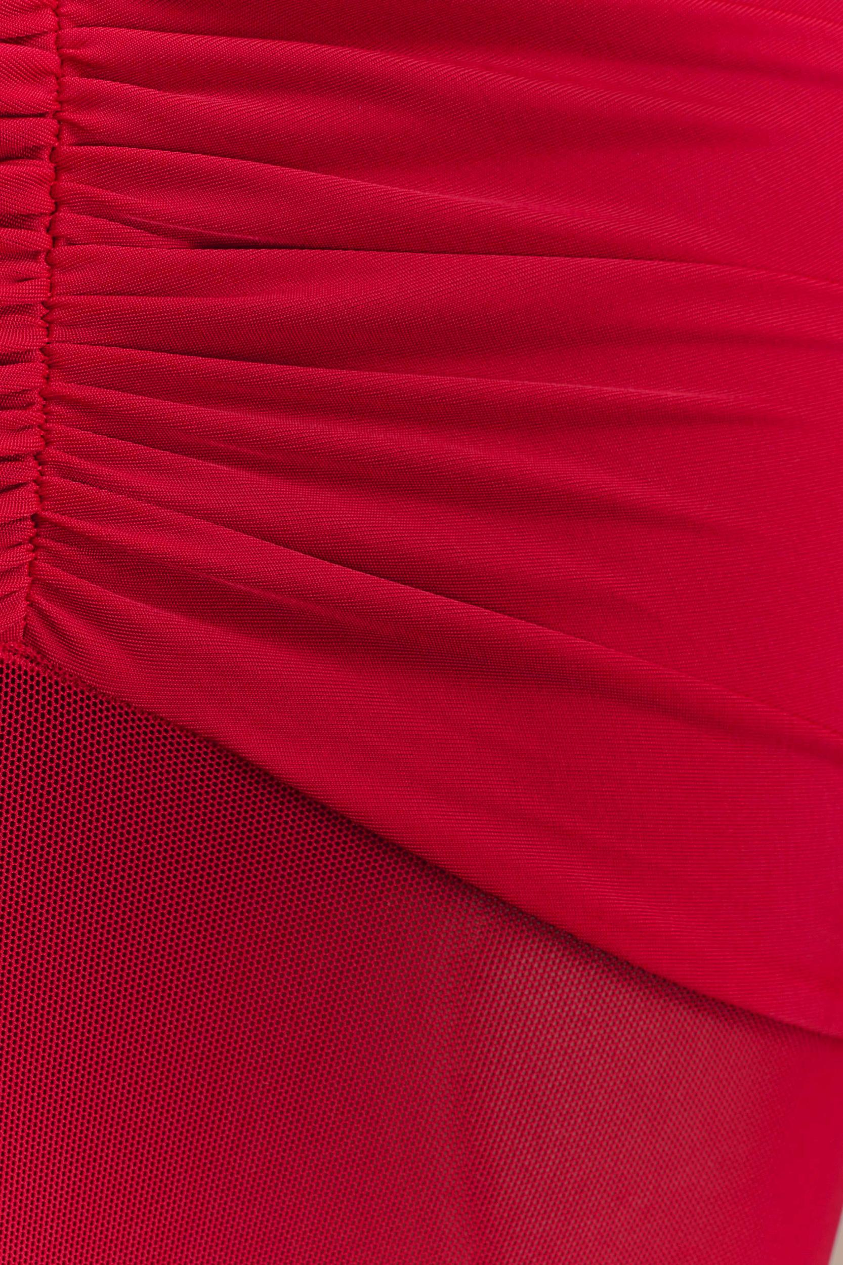 Delaney Slinky And Mesh Maxi Dress - Red Product Image