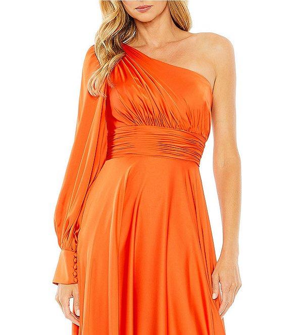 Mac Duggal One Shoulder Bishop Sleeve A-Line Gown Product Image