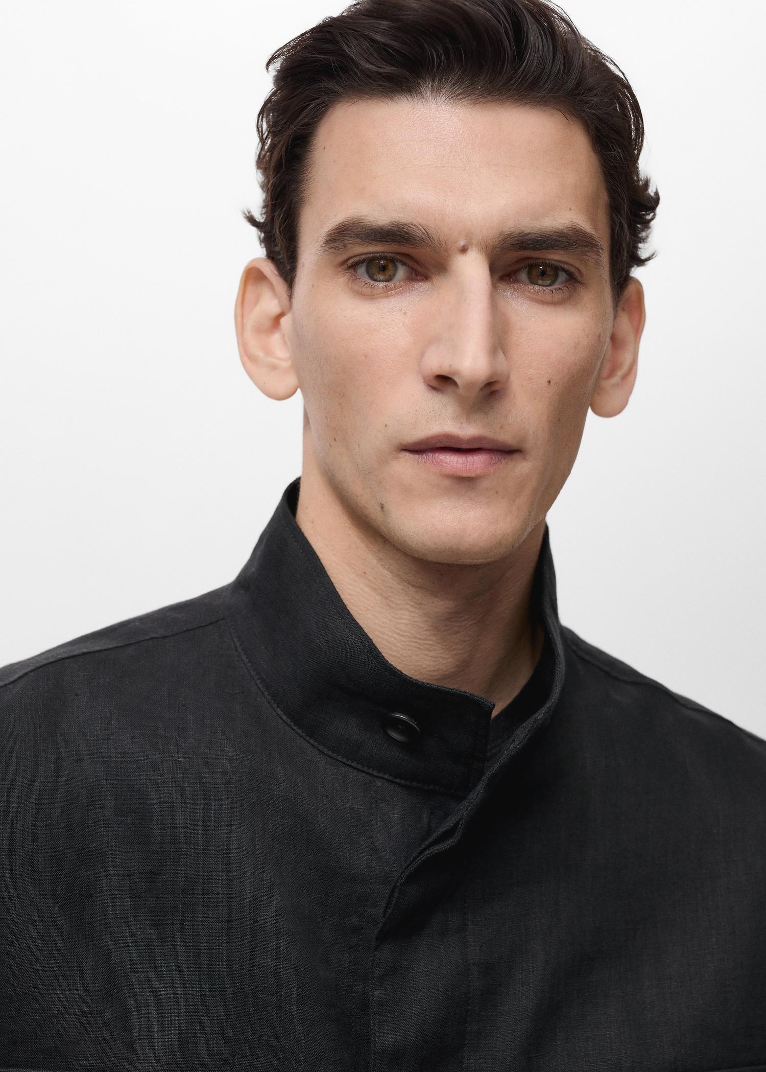 100% linen turtleneck jacket - Men | MANGO USA Product Image