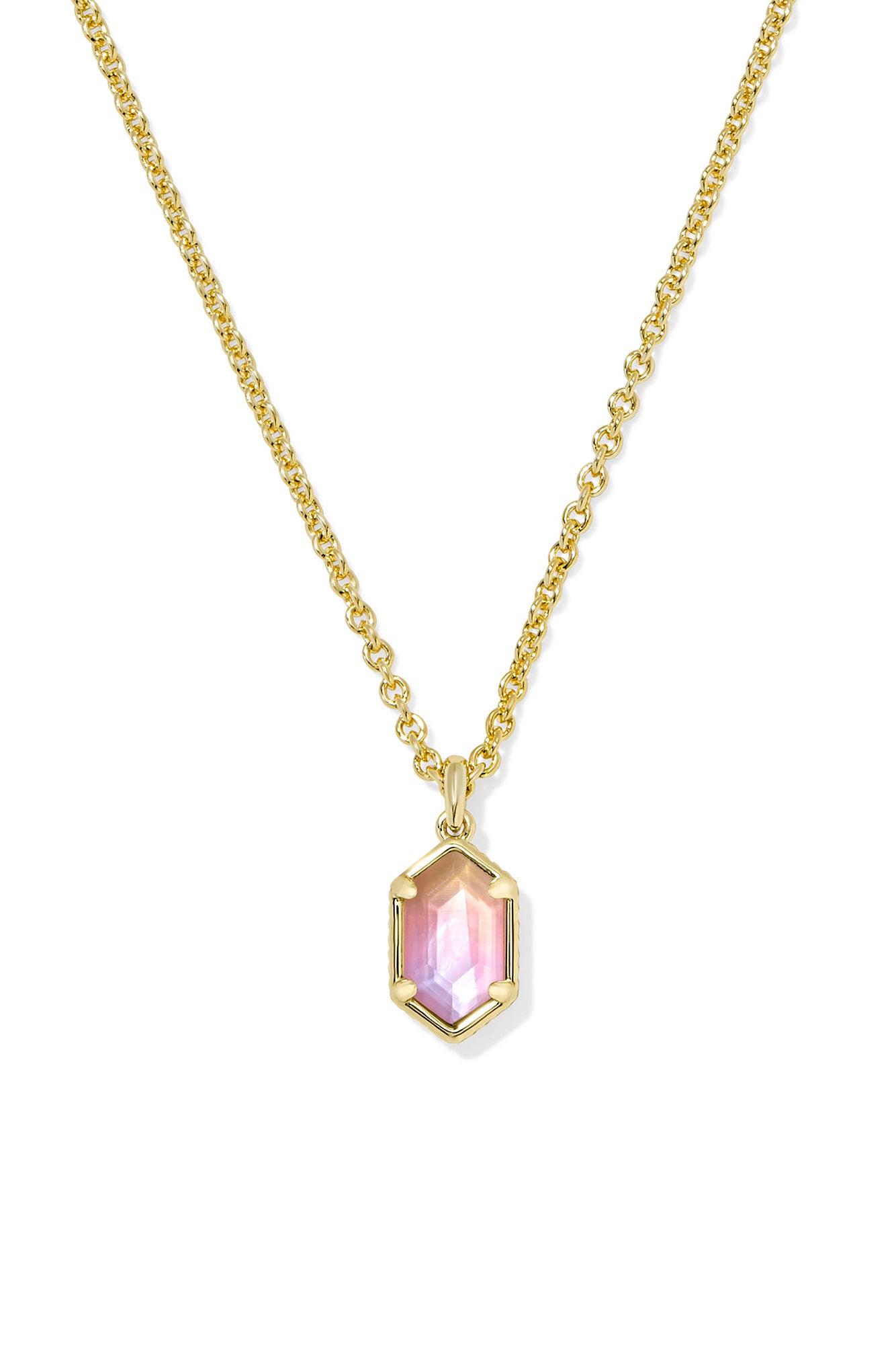 Hallie Gold Short Pendant Necklace Opalite Illusion Product Image