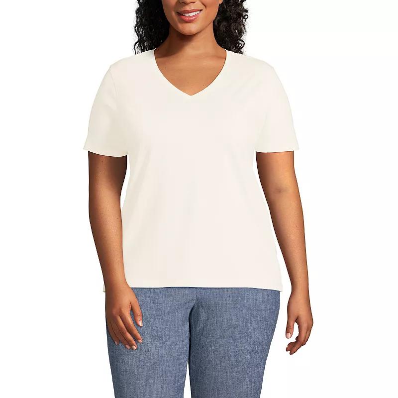 Plus Size Lands' End Relaxed-Fit Supima Cotton V-Neck Tee, Women's, Size: 2XL, Simply Yellow Product Image