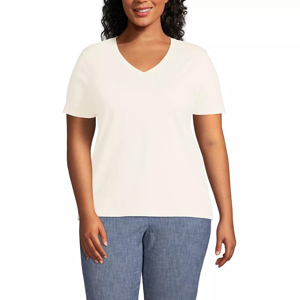 Plus Size Lands' End Relaxed-Fit Supima Cotton V-Neck Tee, Women's, Size: 2XL, Simply Yellow Product Image