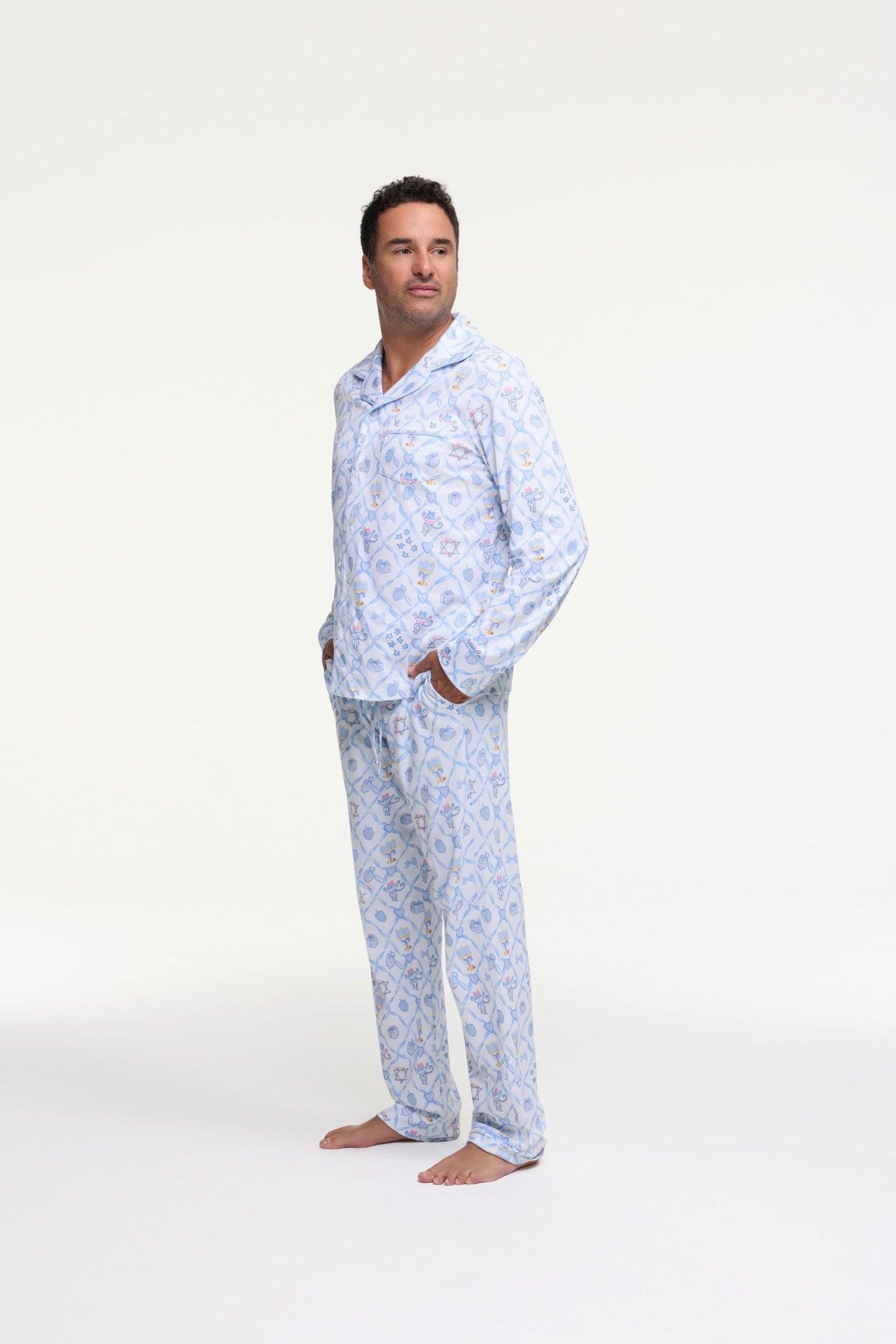 LoveShackFancy x Roller Rabbit Mens Starry Nights Lattice Long Sleeve Pajamas Product Image