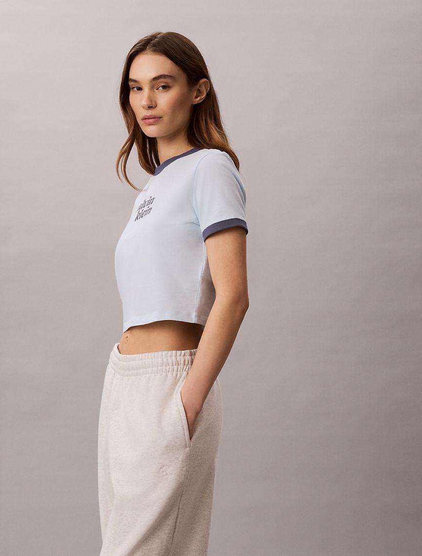 Logo Graphic Cropped Ringer T-Shirt Product Image