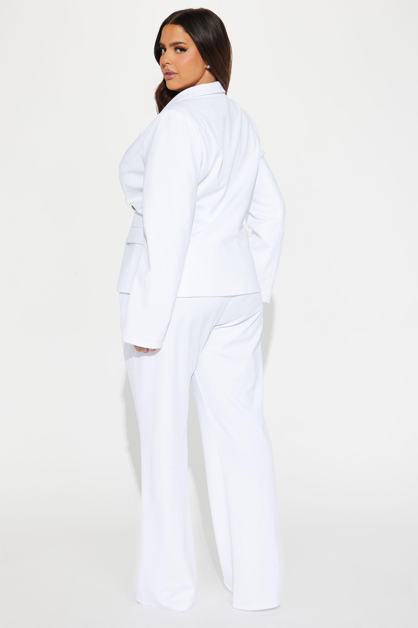 Business Per Usual Blazer Pant Set - White Product Image