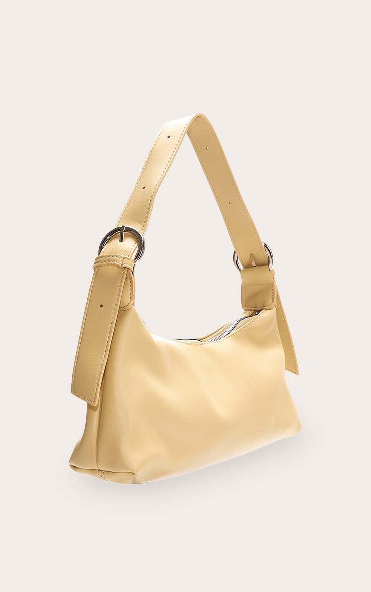 Butter Yellow Crinkle Pu Buckle Detail Shoulder Bag Product Image