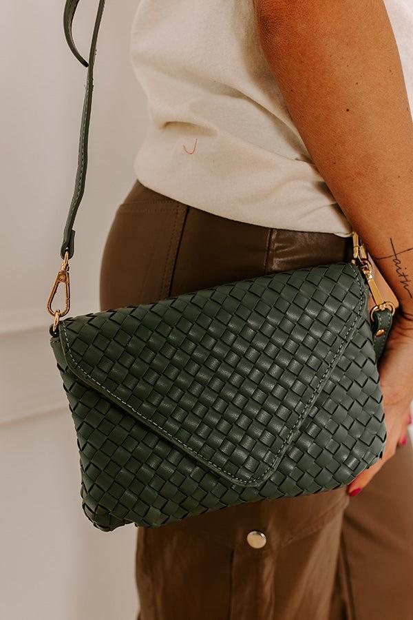Sweet Melody Woven Faux Leather Clutch in Forest Product Image