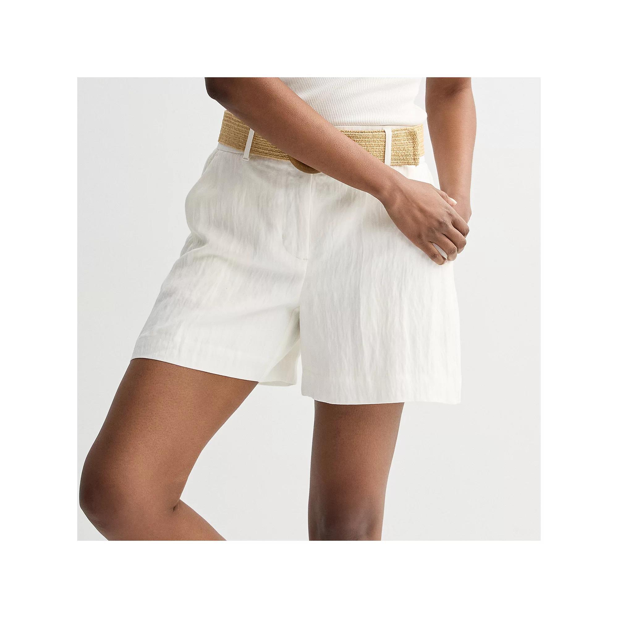 Women's Nine West High-Rise Clean Front Belted Shorts, Size: XXL, White Knight Product Image