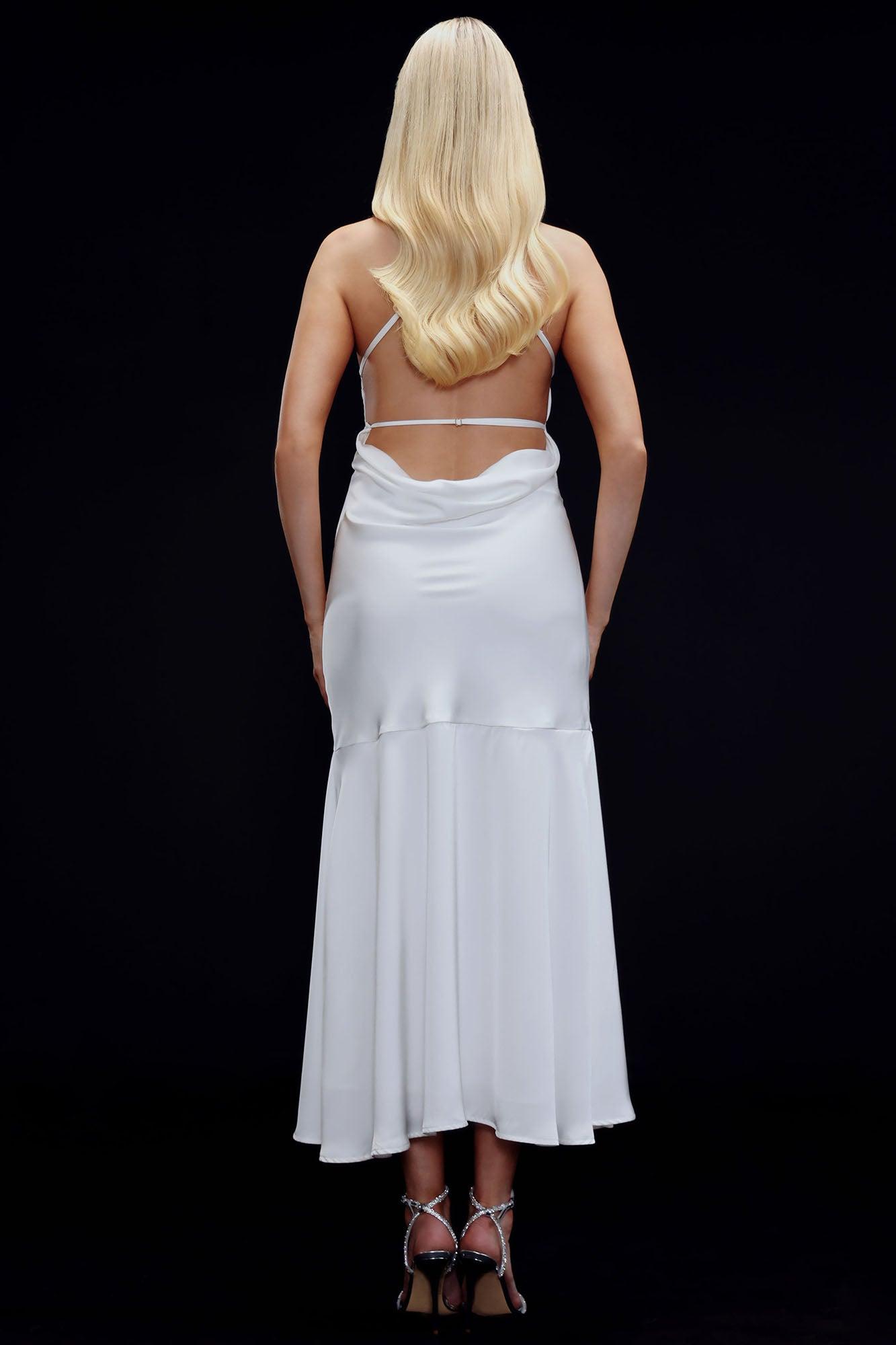 Julia Satin Maxi Dress - White Product Image