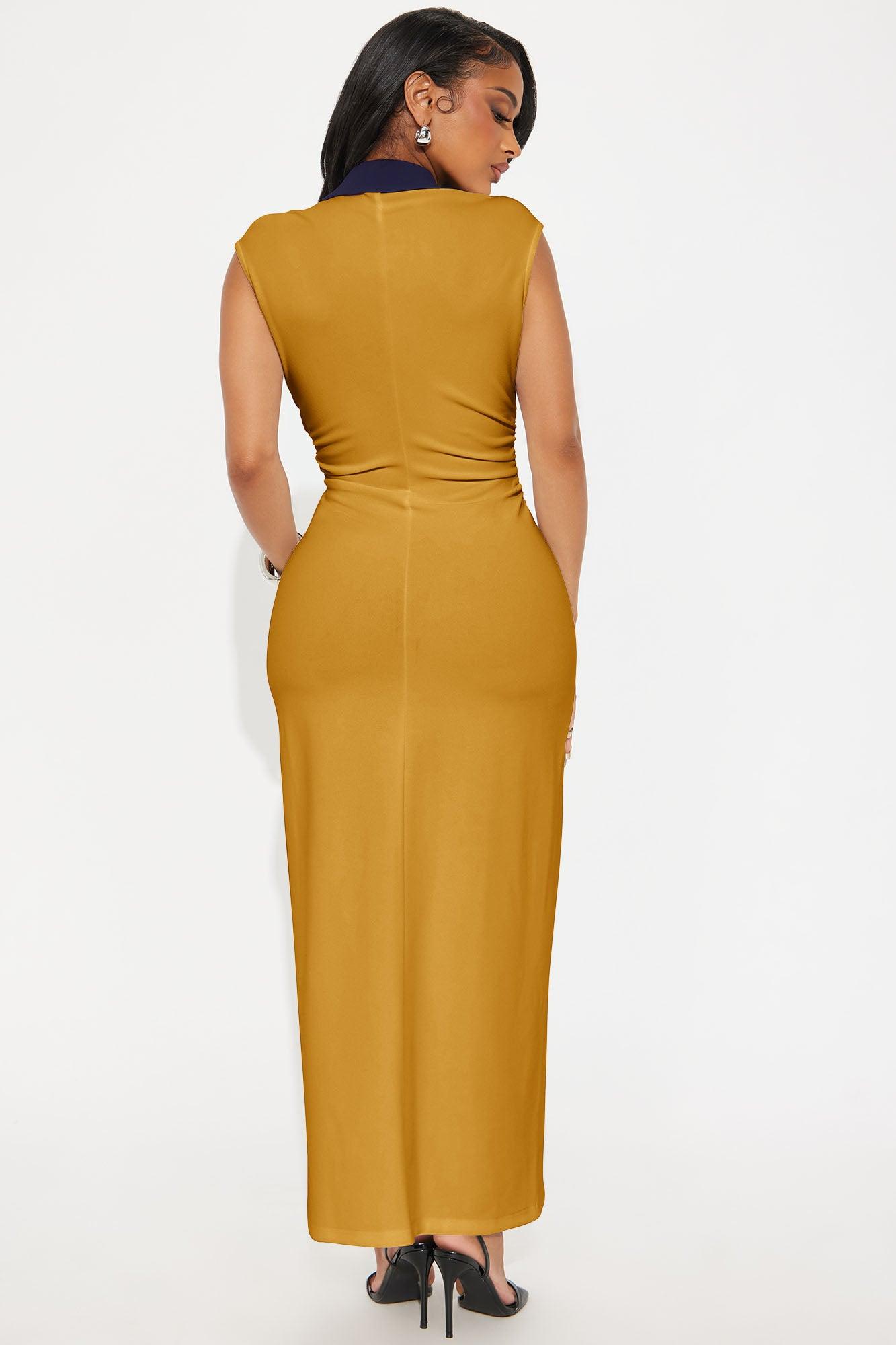 Stella Contrast Maxi Dress - Mustard Product Image