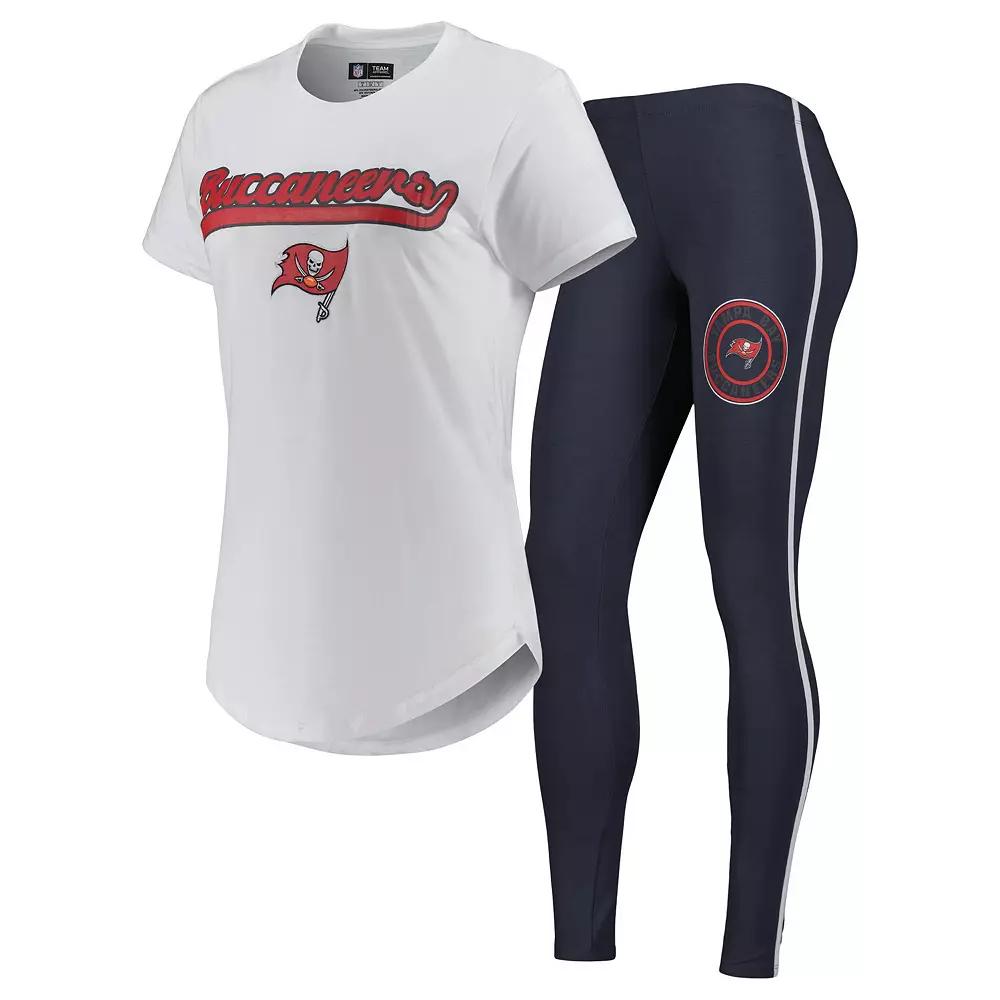 Women's Concepts Sport White/Charcoal Tampa Bay Buccaneers Sonata T-Shirt & Leggings Sleep Set,  Product Image