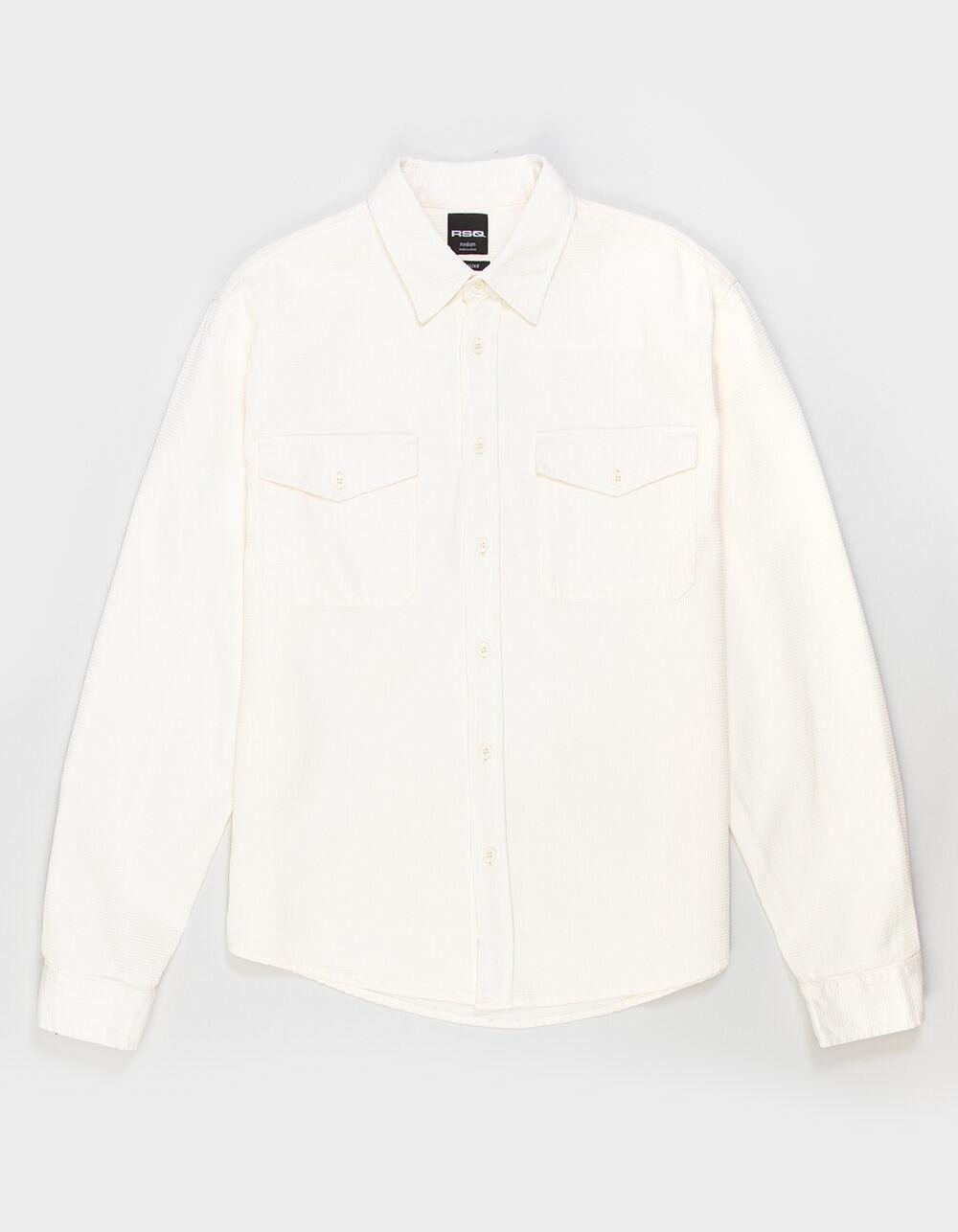 RSQ Mens Waffle Oversized Long Sleeve Button Up Shirt - DARK OLIVE Product Image