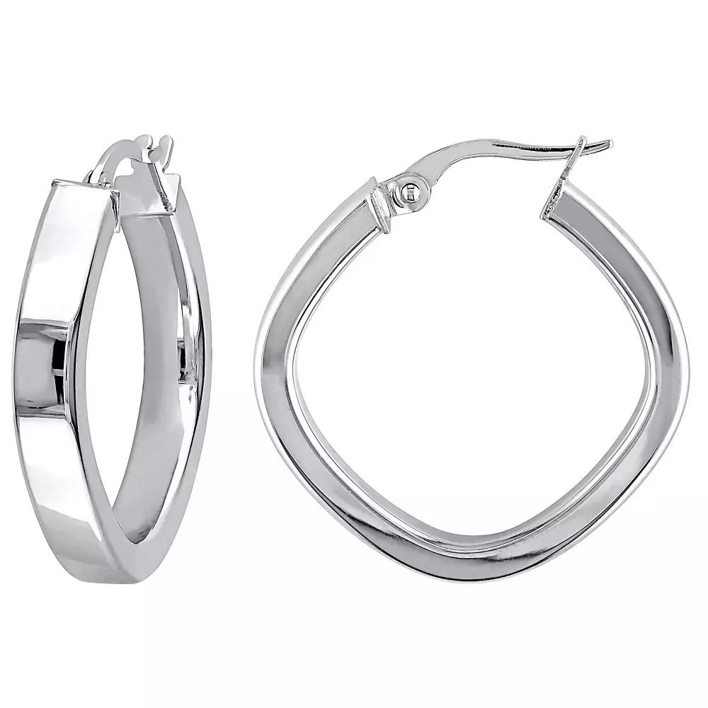 Stella Grace 10k White Gold Geometric Hoop Earrings, Women's Product Image