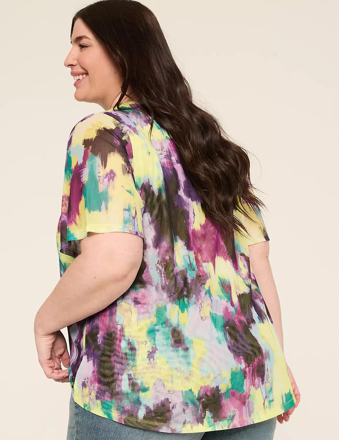 Mesh Flutter-Sleeve V-Neck Top Product Image