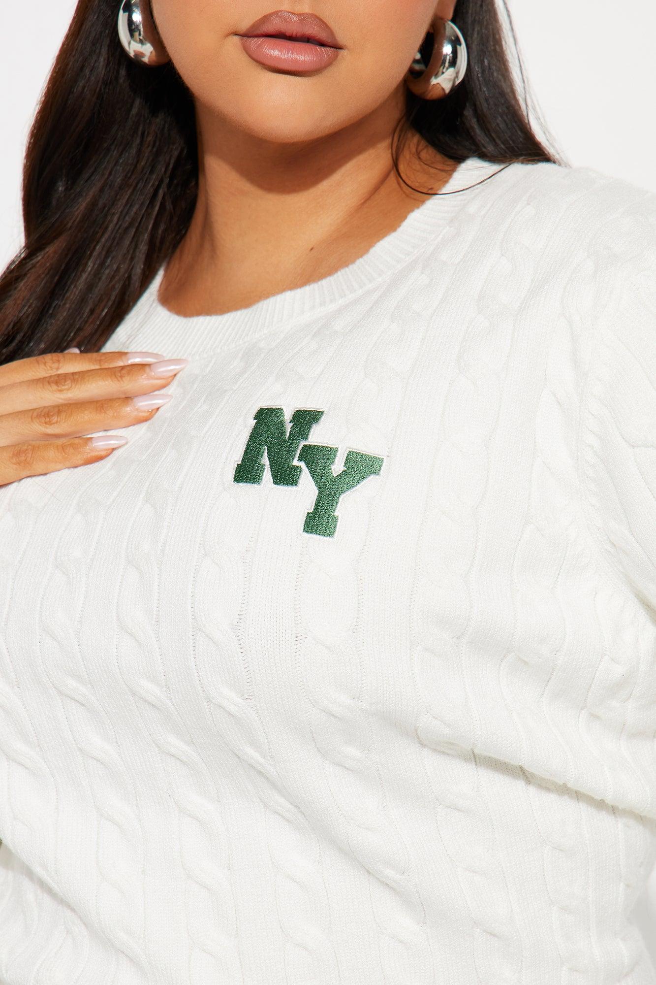 New York Cable Knit Sweater - White/combo Female Product Image