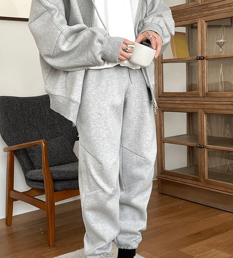 RT No. 4091 GRAY ZIP-UP HOODIE & SWEATPANTS (TOP & BOTTOM) Product Image