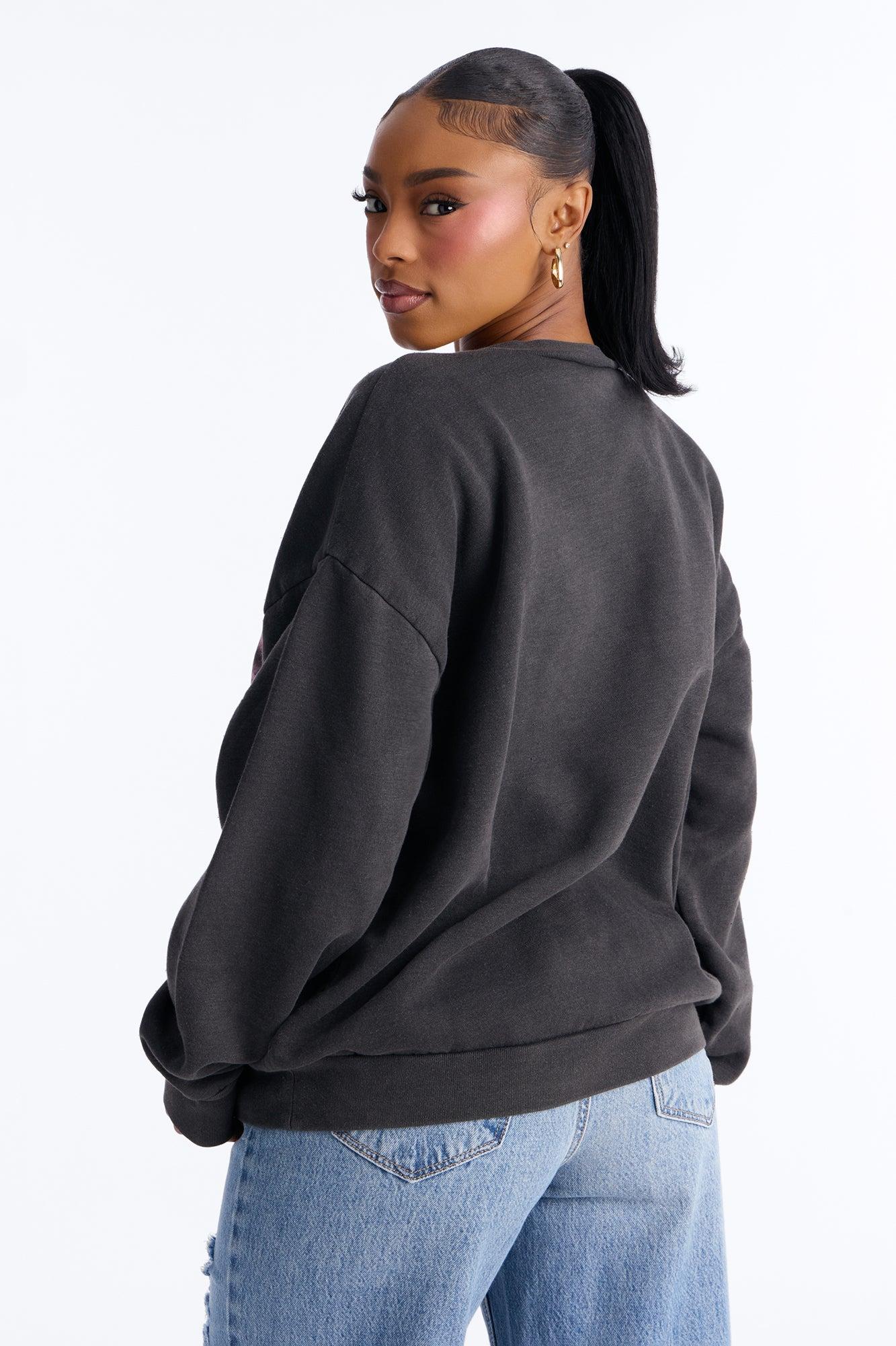 Jesus Walks Washed Crew Sweatshirt - Black Wash Female Product Image