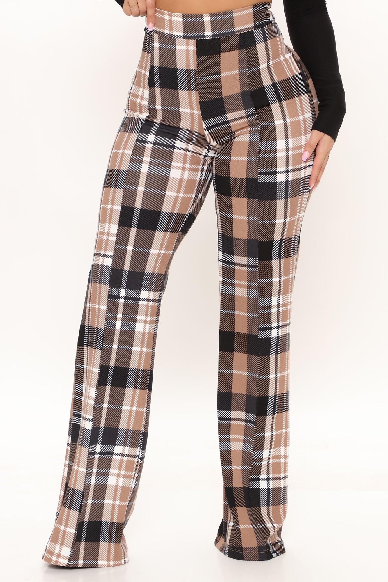 Victoria High Waisted Dress Pant Plaid - Taupe/combo Product Image