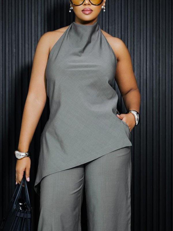 Sleeveless Solid Color Stand Collar Vest Top Product Image