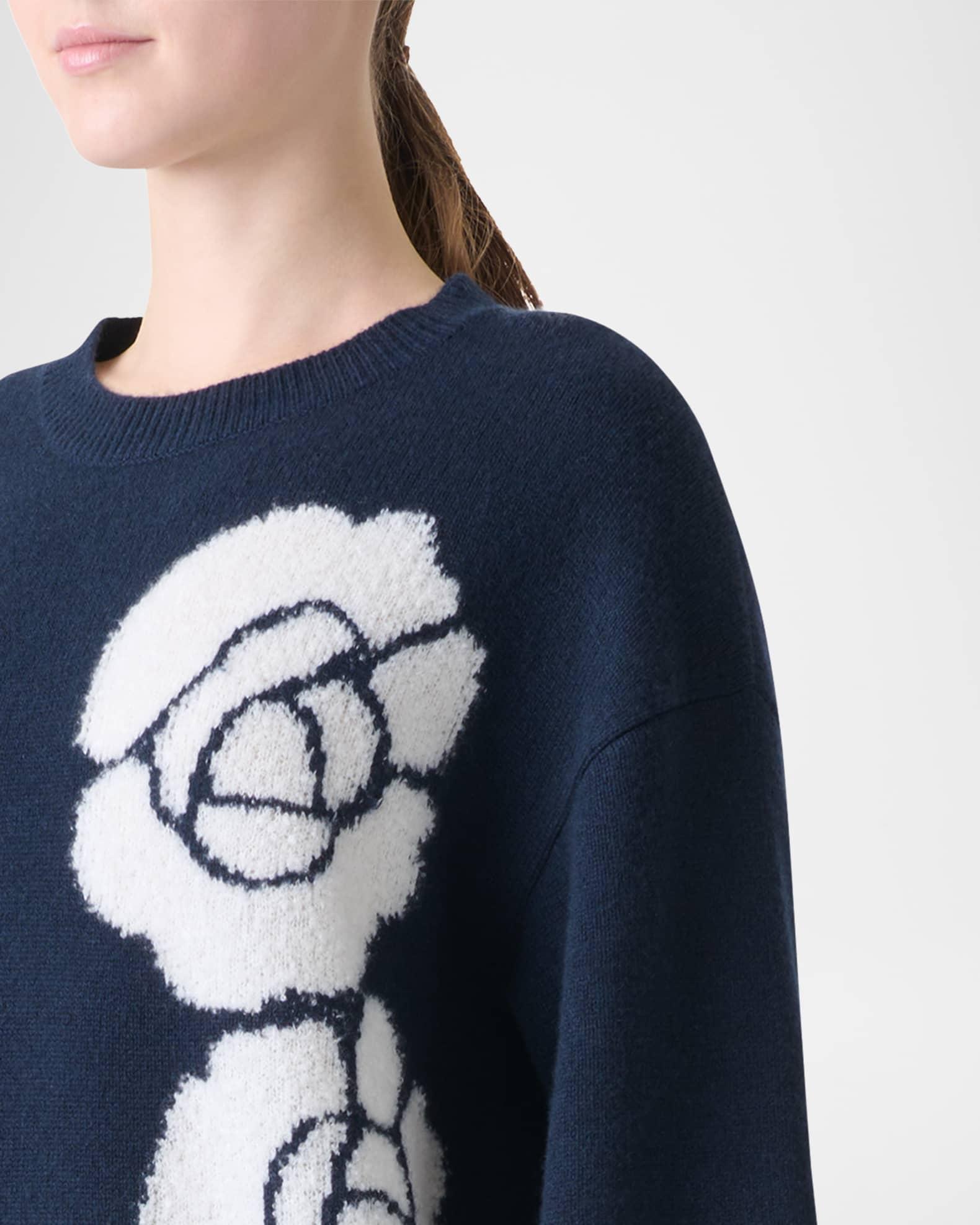 3D Anemone Intarsia Cashmere-Silk Sweater Product Image