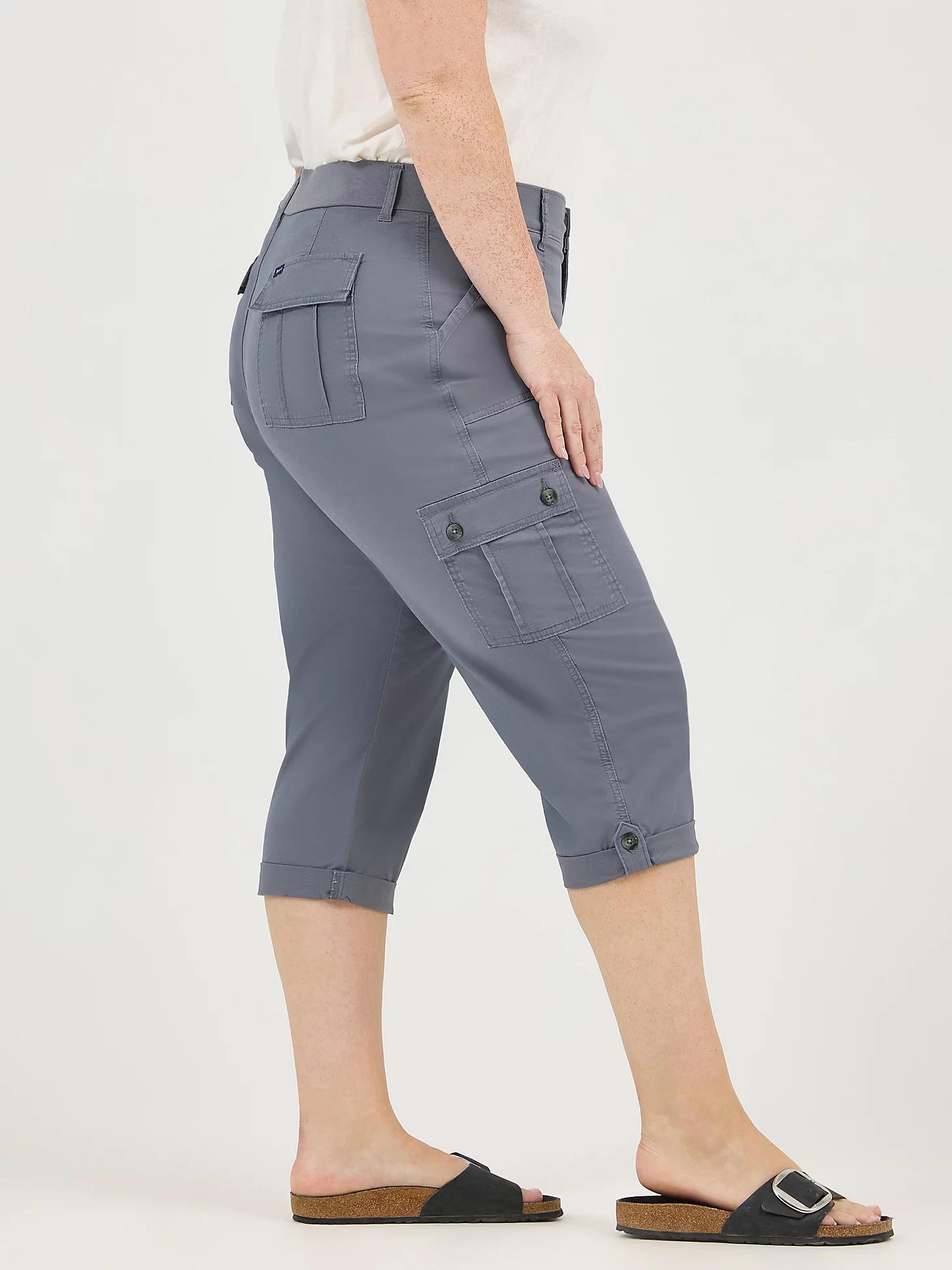 Women's Ultra Lux Comfort with Flex-To-Go Relaxed Fit Cargo Capri (Plus) | Women's Capris & Crops | Lee® Product Image
