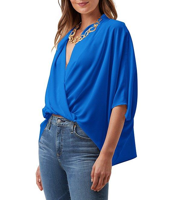 Trina Turk Concourse Surplice V-Neck Short Sleeve Oversized Top Product Image