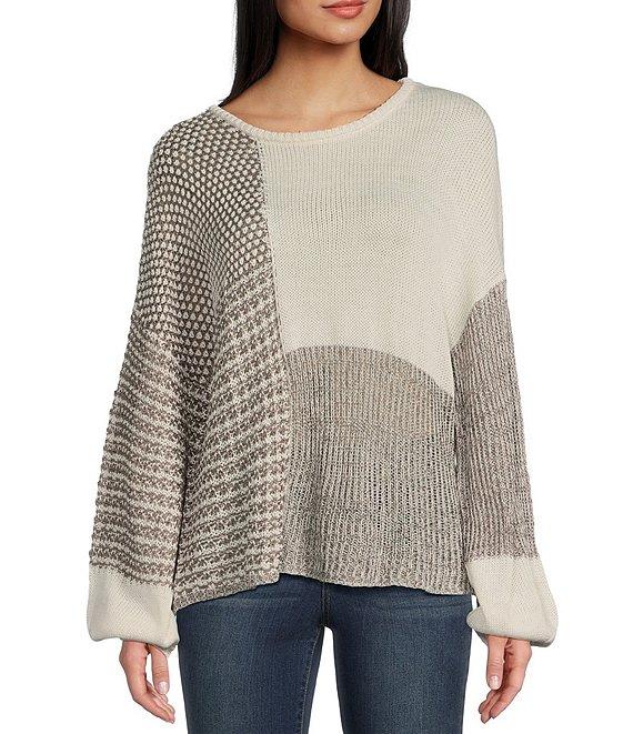 Blu Pepper Scoop Neck Color Block Sweater Product Image