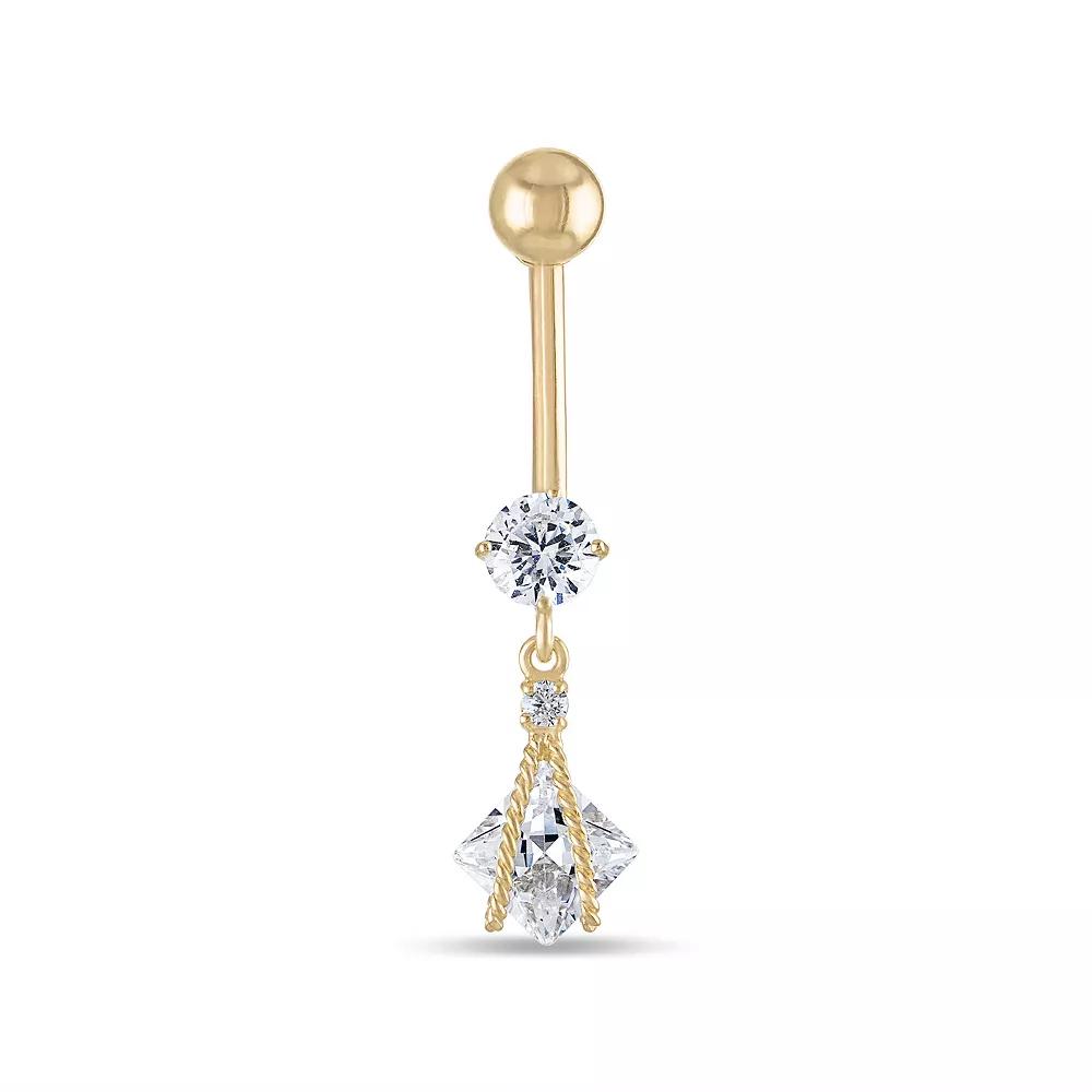 Amella Jewels 10k Gold Caged Cubic Zirconia Belly Ring, Women's, Yellow Product Image