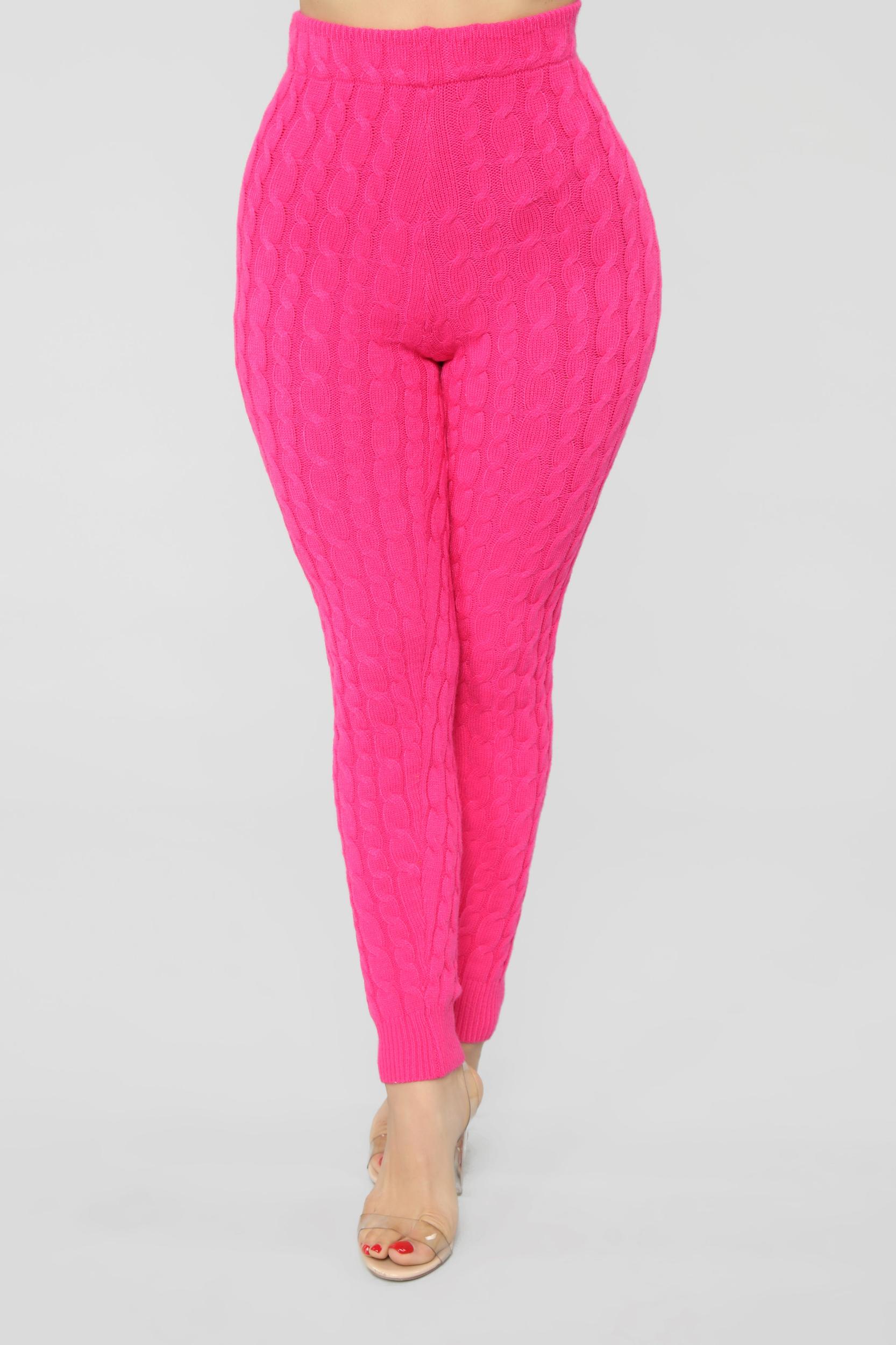 Sweater Sweetie Pant Set - Neon Pink Product Image