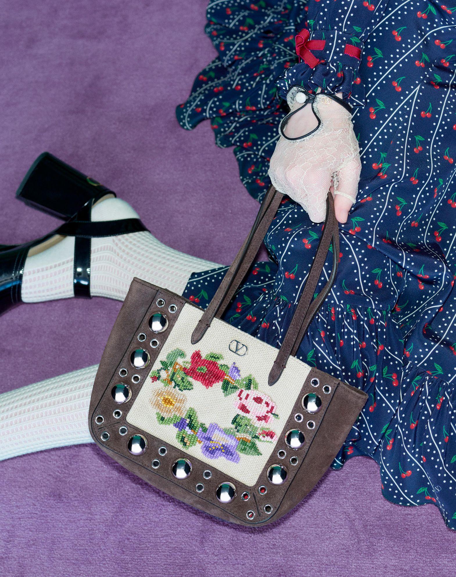 Valentino Garavani Nellcôte Mini Embroidered Shopping Bag Product Image