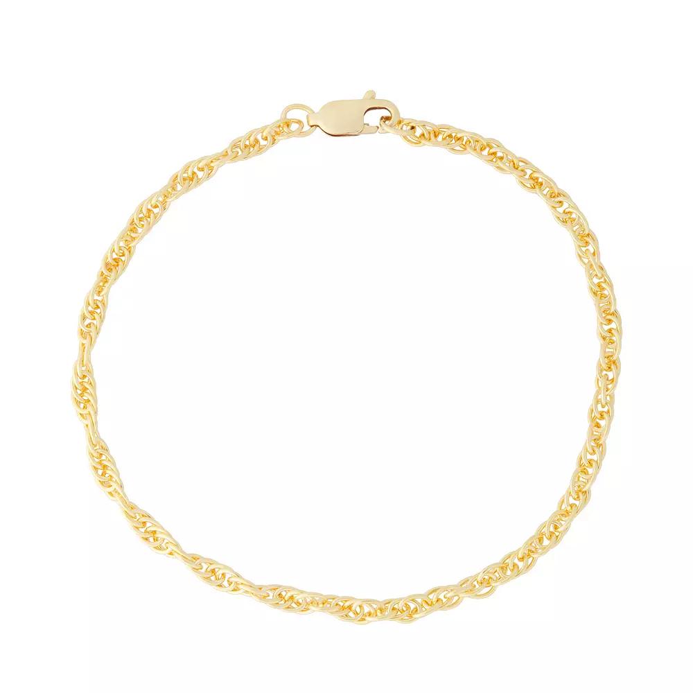 Jordan Blue 14k Gold Filled 2.8 mm Rope Chain Bracelet, Women's, Size: 7.25" Product Image