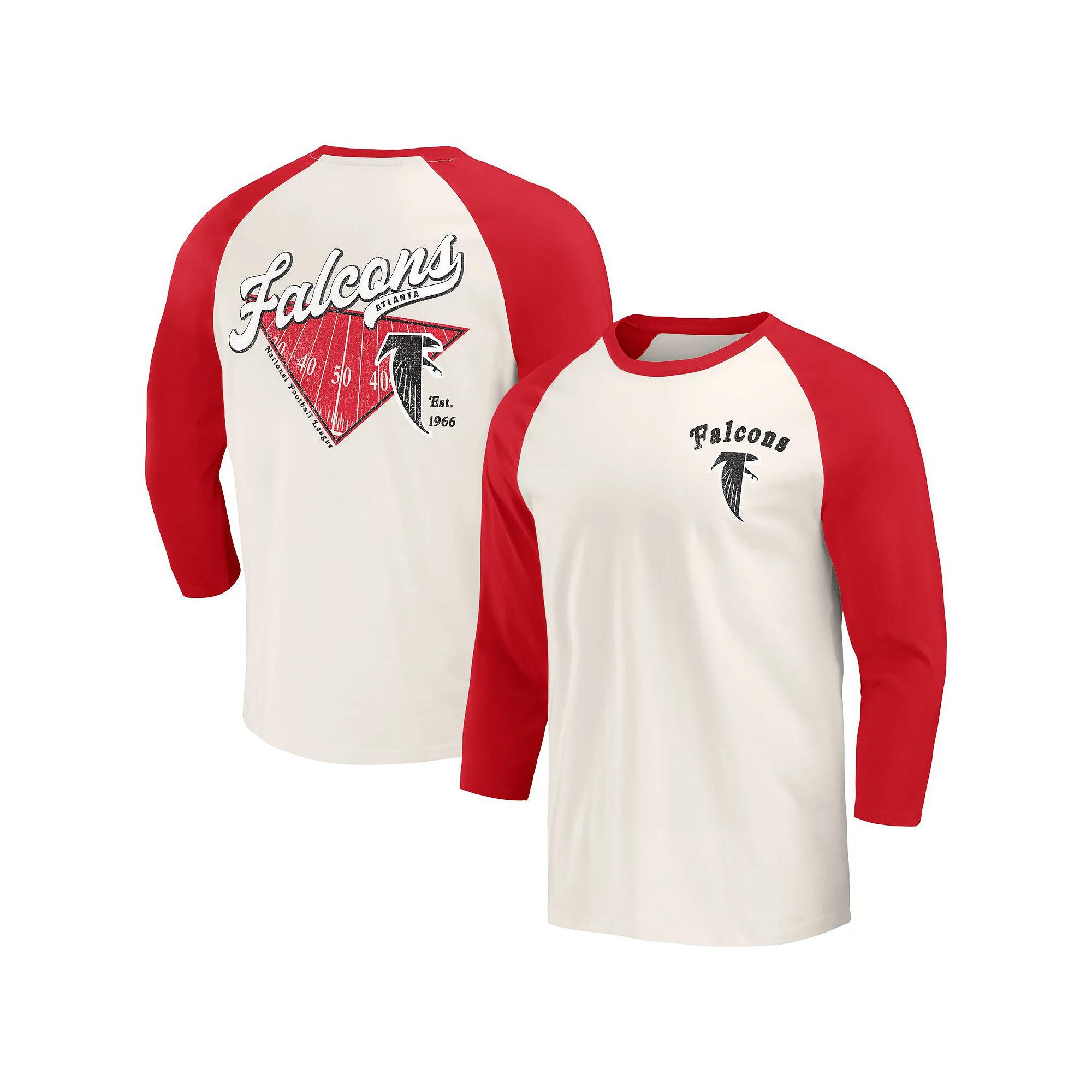Men's Darius Rucker Collection by Fanatics Red/White Atlanta Falcons Raglan 3/4 Sleeve T-Shirt, Size: Small Product Image