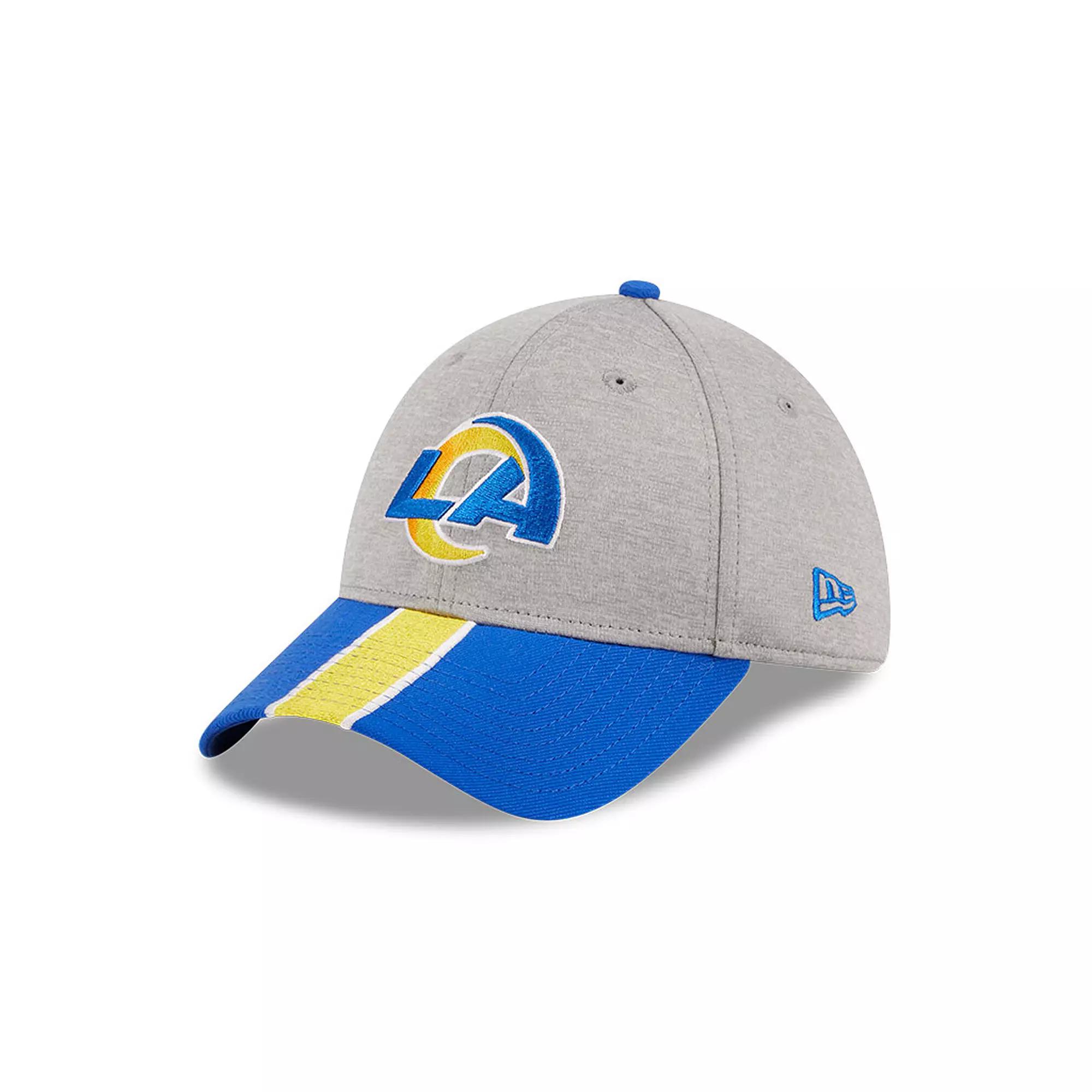 Men's New Era Heather Gray/Royal Los Angeles Rams Striped 39THIRTY Flex Hat, Size: Small/Medium, Grey Product Image