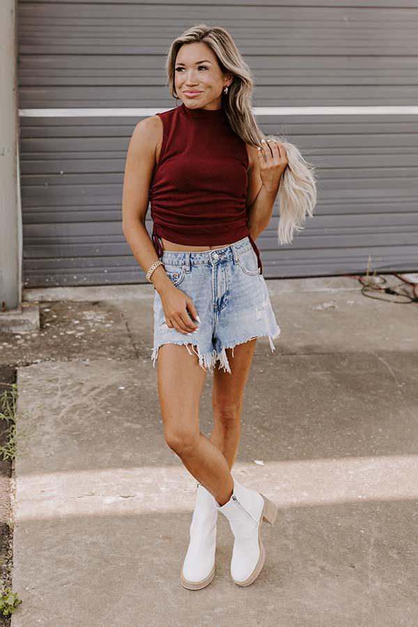 Have A Ball Ruched Side Top In Merlot Product Image