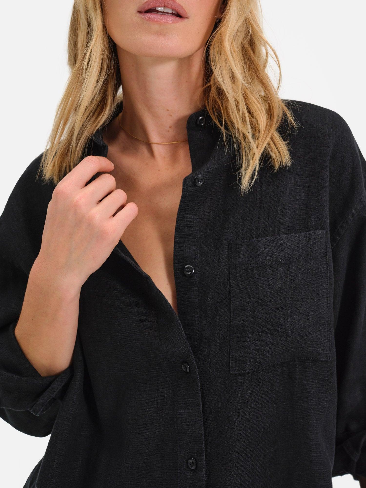 Organic Linen Oversized Button Down Female Product Image