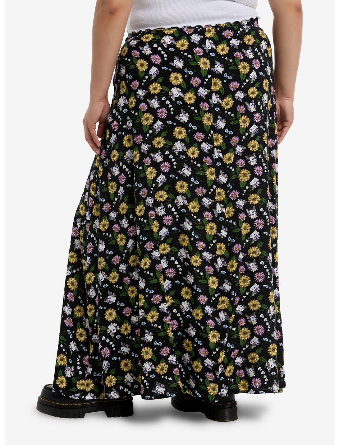 Thorn & Fable Ghost Butterflies & Flowers Maxi Skirt Plus Size Product Image