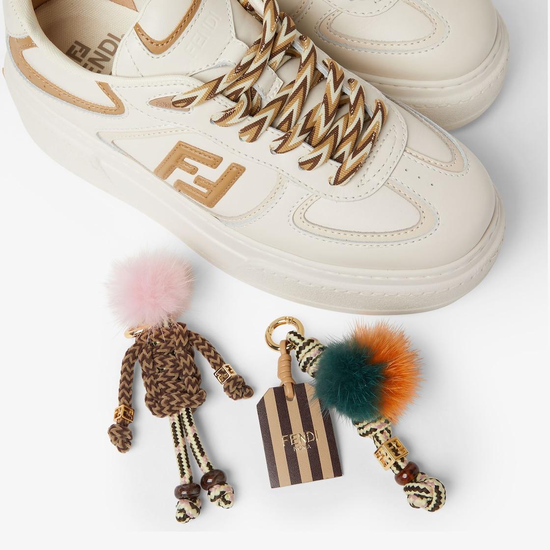 Fendi Match Low top platform shoes in white leather with charm Product Image