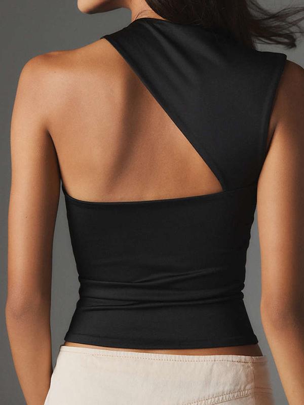 Plain Asymmetry Backless Tank Top Product Image