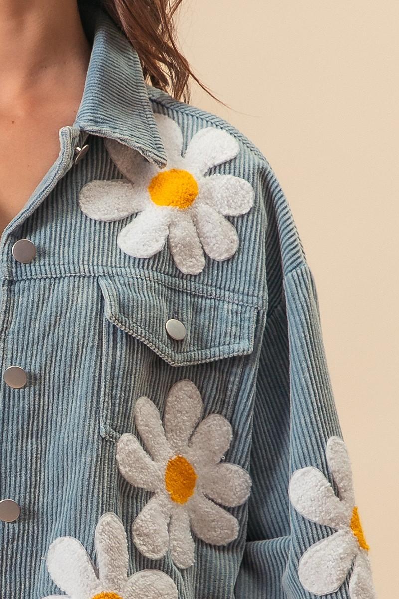 FLOWER PATCHES WASHED CORDUROY JACKET Product Image