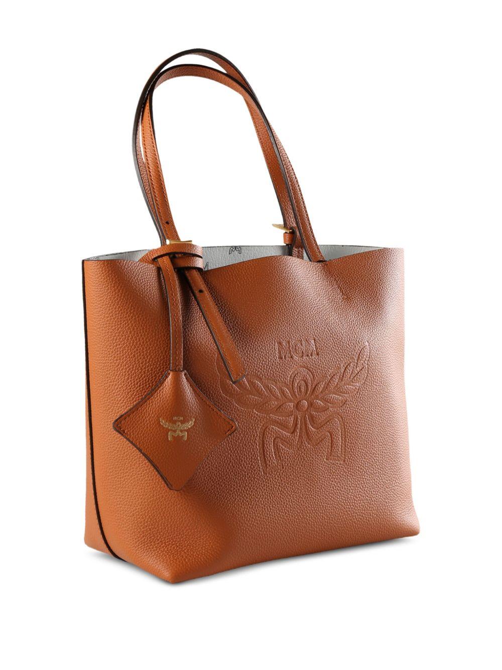 embossed-logo leather tote bag Product Image