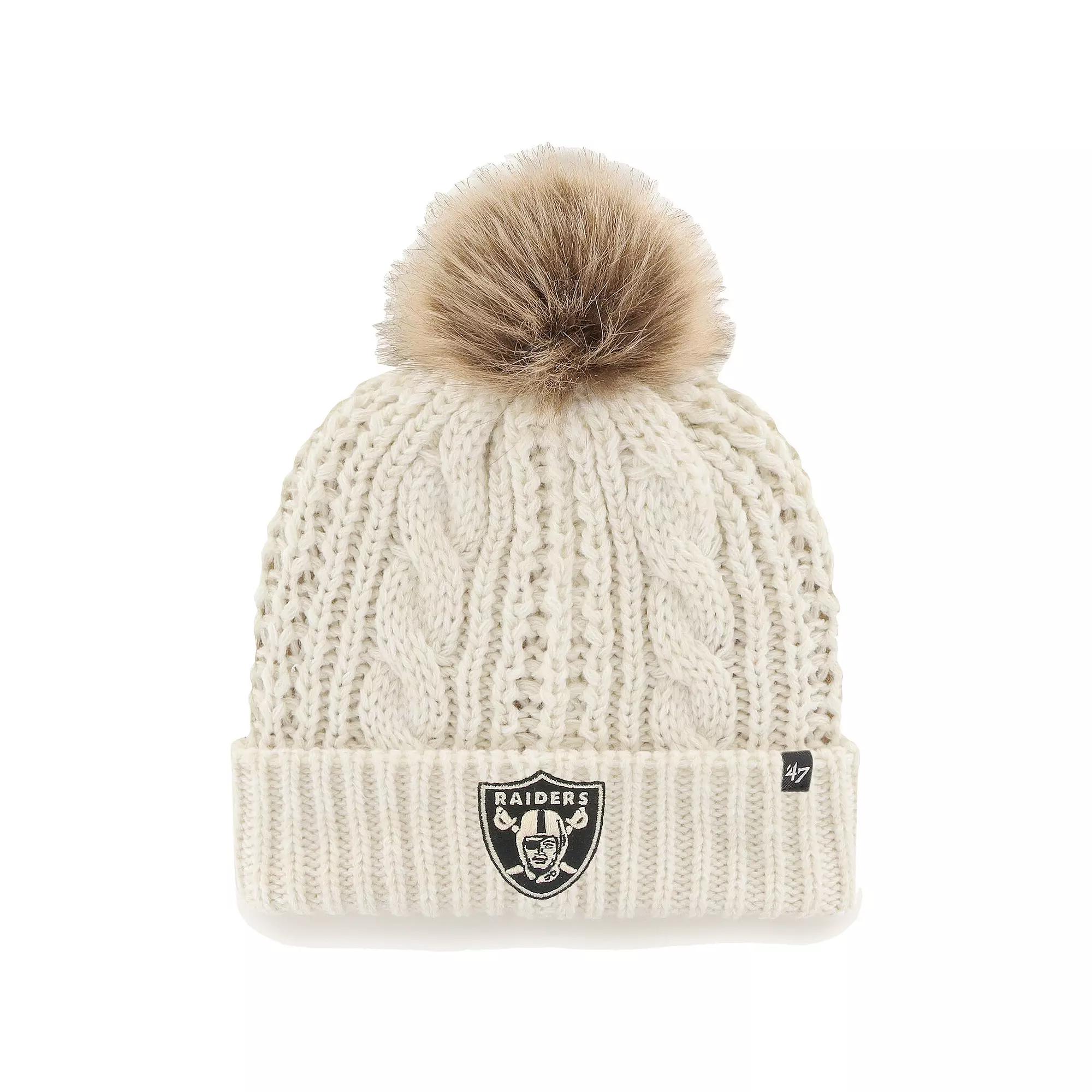 Women's '47 Cream Las Vegas Raiders Team Meeko Cuffed Knit Hat with Pom, Lvr Beige Product Image